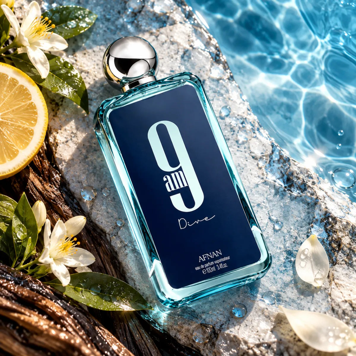 Afnan 9am Dive Eau De Parfum 100ml for best price, refreshing aquatic scent with lasting fragrance - Perfumesouq Qatar