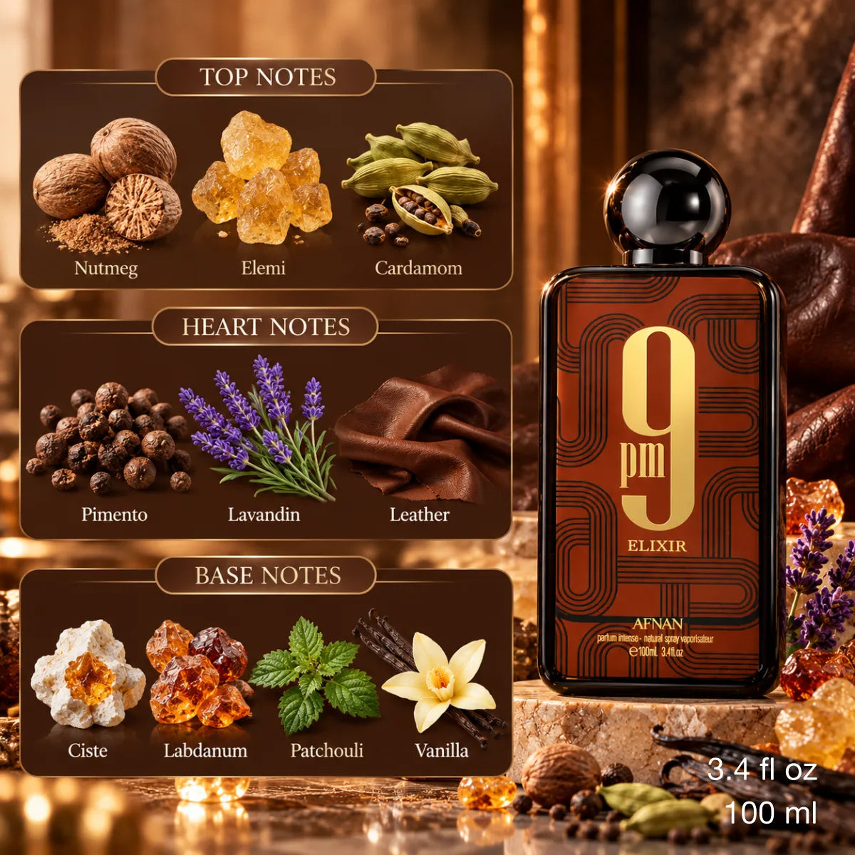 Authentic Afnan 9pm Elixir Extrait De Parfum 100ml for best price with fast delivery - Perfumesouq Qatar