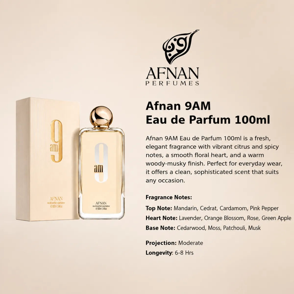 Afnan 9AM EDP 100ml luxury fragrance at best price in Qatar, authentic and genuine product - perfumesouq Qatar