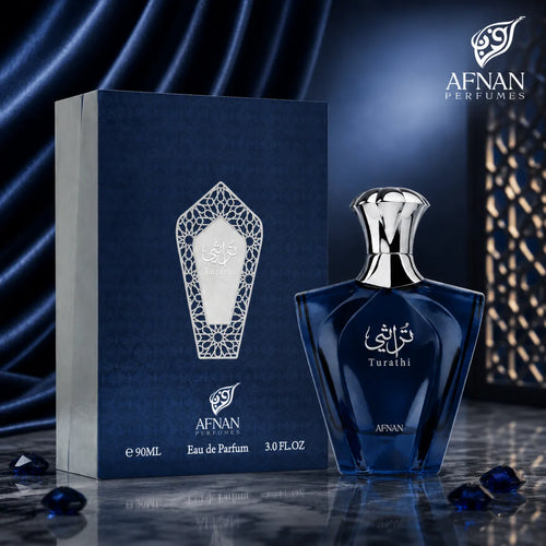 Buy Afnan Turathi Blue Homme Eau De Parfum 90ml online in Qatar for best price, luxury fresh woody fragrance - perfumesouq Qatar