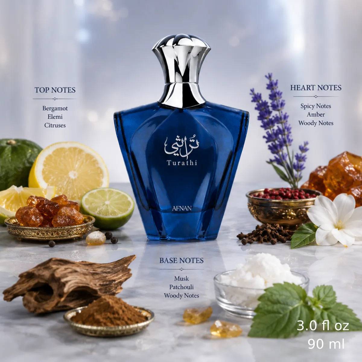 Authentic Afnan Turathi Blue Homme Eau De Parfum 90ml for best price with fast delivery - perfumesouq Qatar