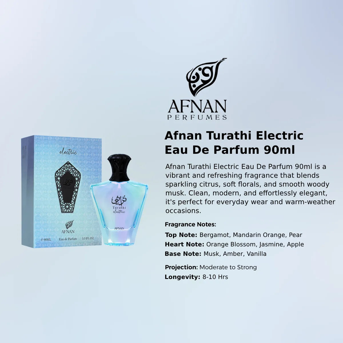 Afnan Turathi Electric EDP 90ml luxury fragrance at best price in Qatar, authentic and genuine product - perfumesouq Qatar