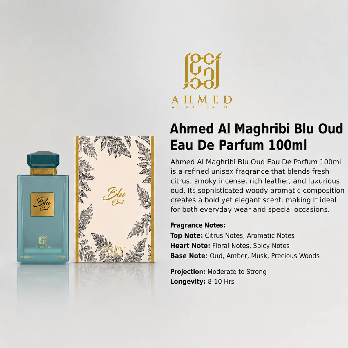 Ahmed Al Maghribi Blu Oud EDP 100ml luxury fragrance at best price in Qatar, authentic and genuine product - perfumesouq Qatar
