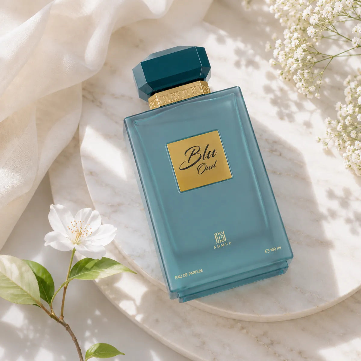Ahmed Al Maghribi Blu Oud Eau De Parfum 100ml for best price in Qatar, rich oud fragrance with long-lasting scent - perfumesouq Qatar