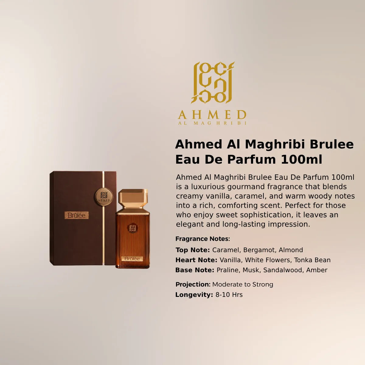 Ahmed Al Maghribi Brulee EDP 100ml luxury fragrance at best price in Qatar, authentic and genuine product - perfumesouq Qatar