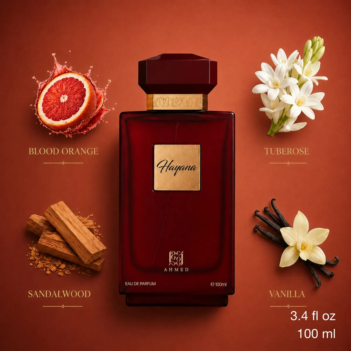 Ahmed Al Maghribi Hayana EDP 100 ml unisex floral fruity gourmand scent Perfumeouq Qatar