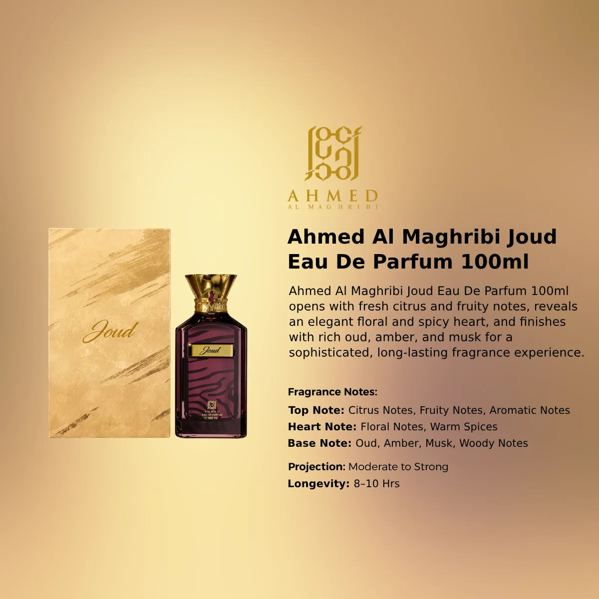 Authentic Ahmed Al Maghribi Joud Eau De Parfum 100ml for best price with fast delivery - perfumesouq Qatar