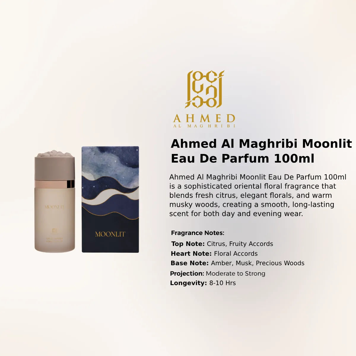 Ahmed Al Maghribi Moonlit EDP 100ml luxury fragrance at best price in Qatar, authentic and genuine product - perfumesouq Qatar