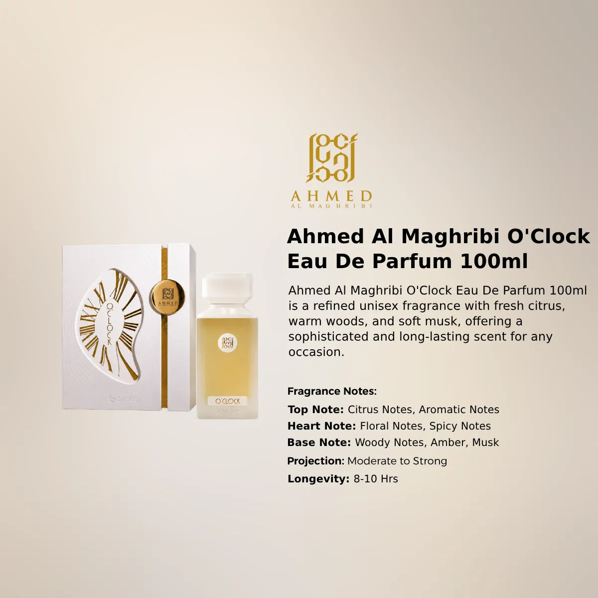Ahmed Al Maghribi O'Clock EDP 100ml luxury fragrance at best price in Qatar, authentic and genuine product - perfumesouq Qatar