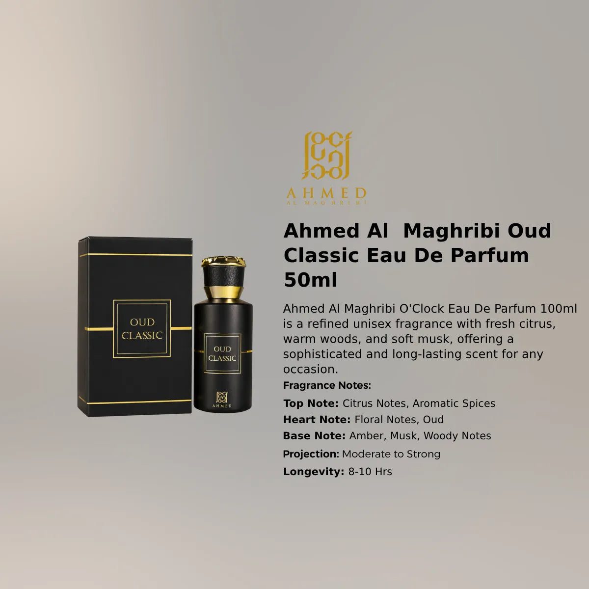 Ahmed Al Maghribi Oud Classic EDP 50ml luxury fragrance at best price in Qatar, authentic and genuine product - perfumesouq Qatar