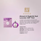 Ahmed Al Maghribi Oud Lavender EDP 75ml unisex fragrance with floral, woody, musky notes best price in Perfumesouq Qatar