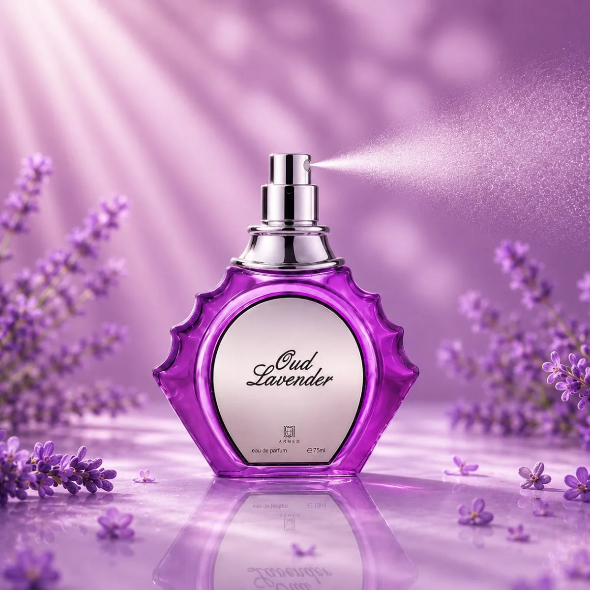 Ahmed Al Maghribi Oud Lavender EDP 75ml premium perfume bottle with floral woody oriental notes Perfumesouq Qatar