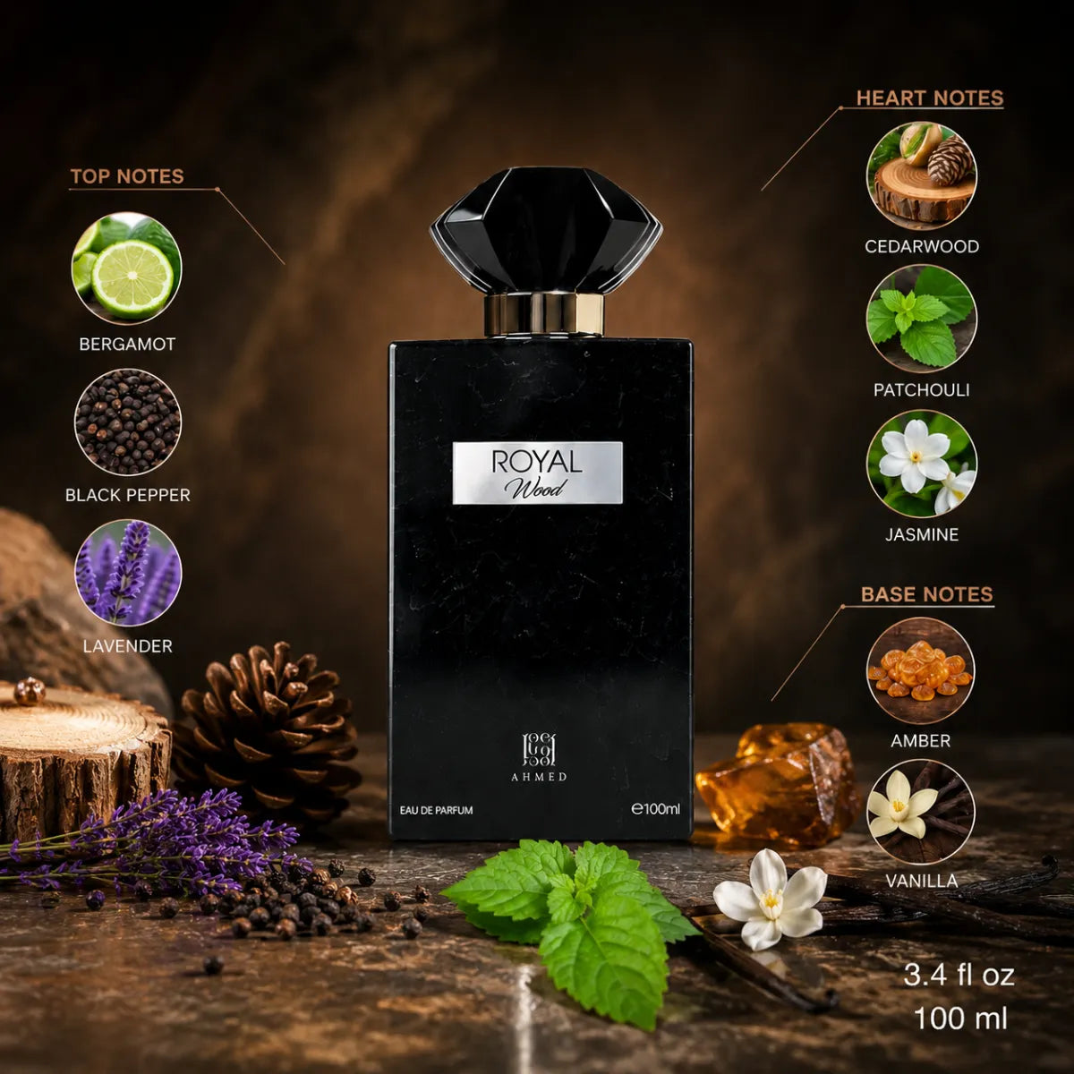 Authentic Ahmed Al Maghribi Royal Wood Eau De Parfum 100ml for best price with fast delivery - perfumesouq Qatar