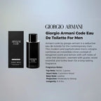 Armani Code luxury men’s fragrance with elegant black bottle and sensual woody scent in Perfumesouq Qatar