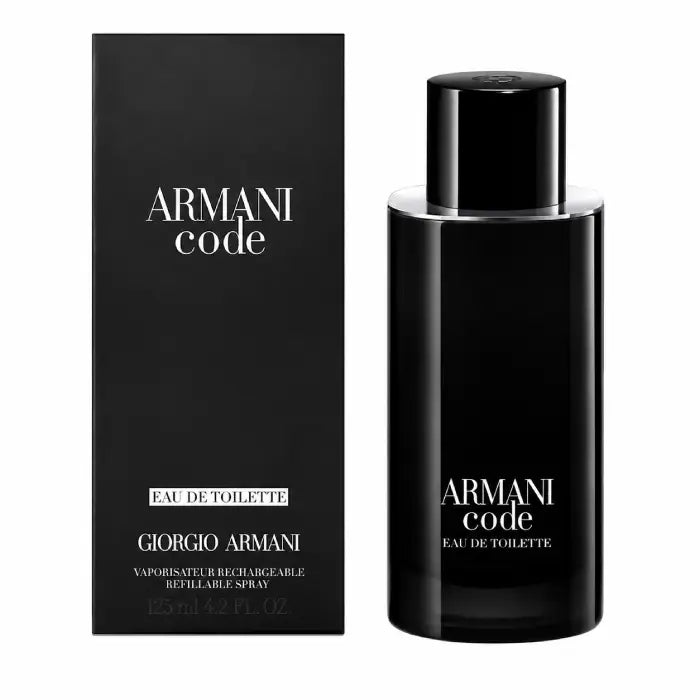 Armani Code perfume for men featuring refined citrus and woody notes with luxury bottle design from Perfumesouq Qatar