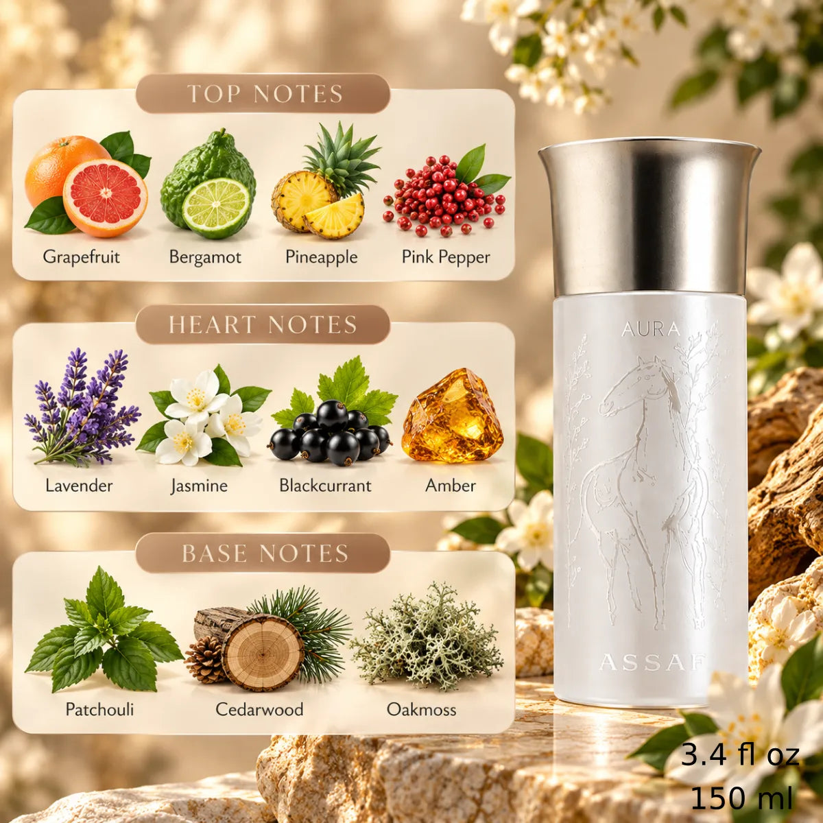 Authentic Assaf Aura Eau De Parfum 150ml for best price with fast delivery - Perfumesouq Qatar