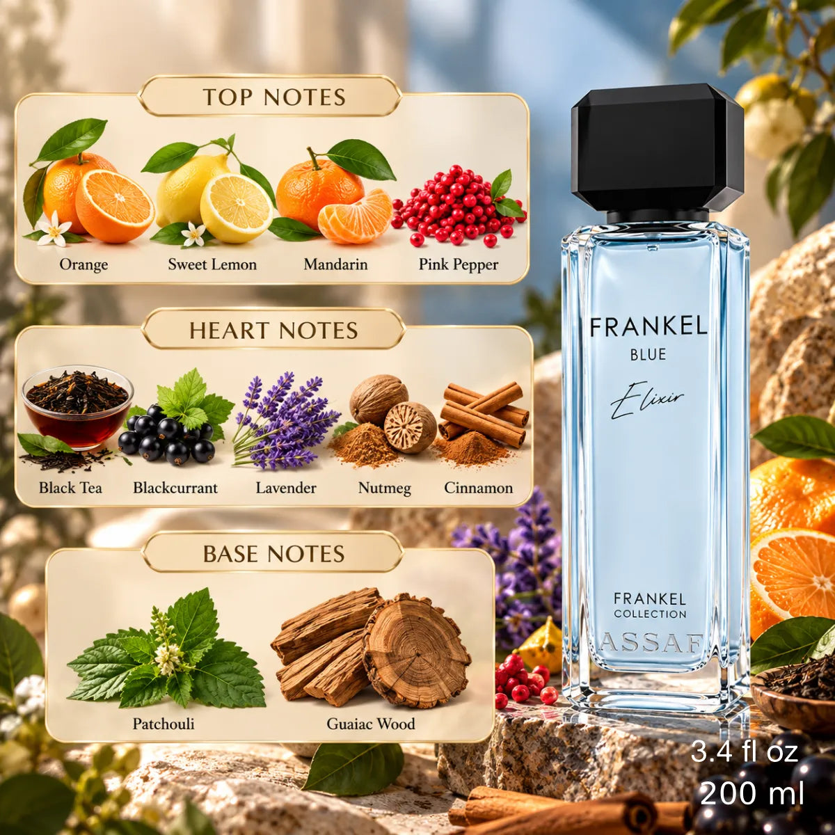 Authentic Assaf Frankel Blue Elixir Eau De Parfum 200ml for best price with fast delivery - Perfumesouq Qatar