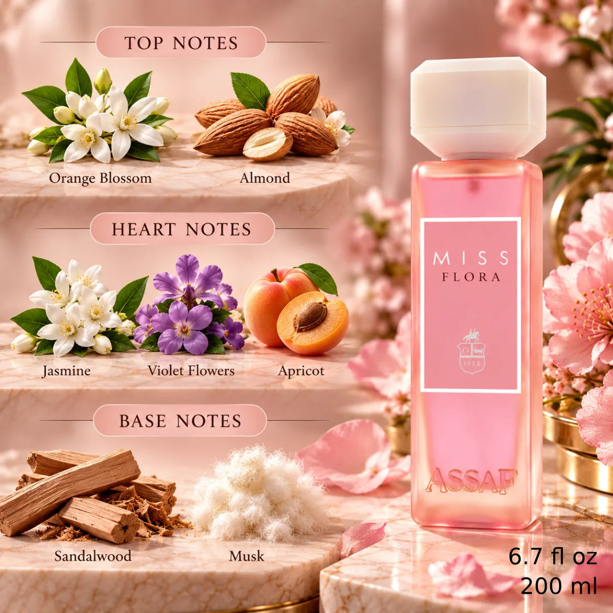 Authentic Assaf Miss Flora Eau De Parfum 200ml for best price with fast delivery - Perfumesouq Qatar