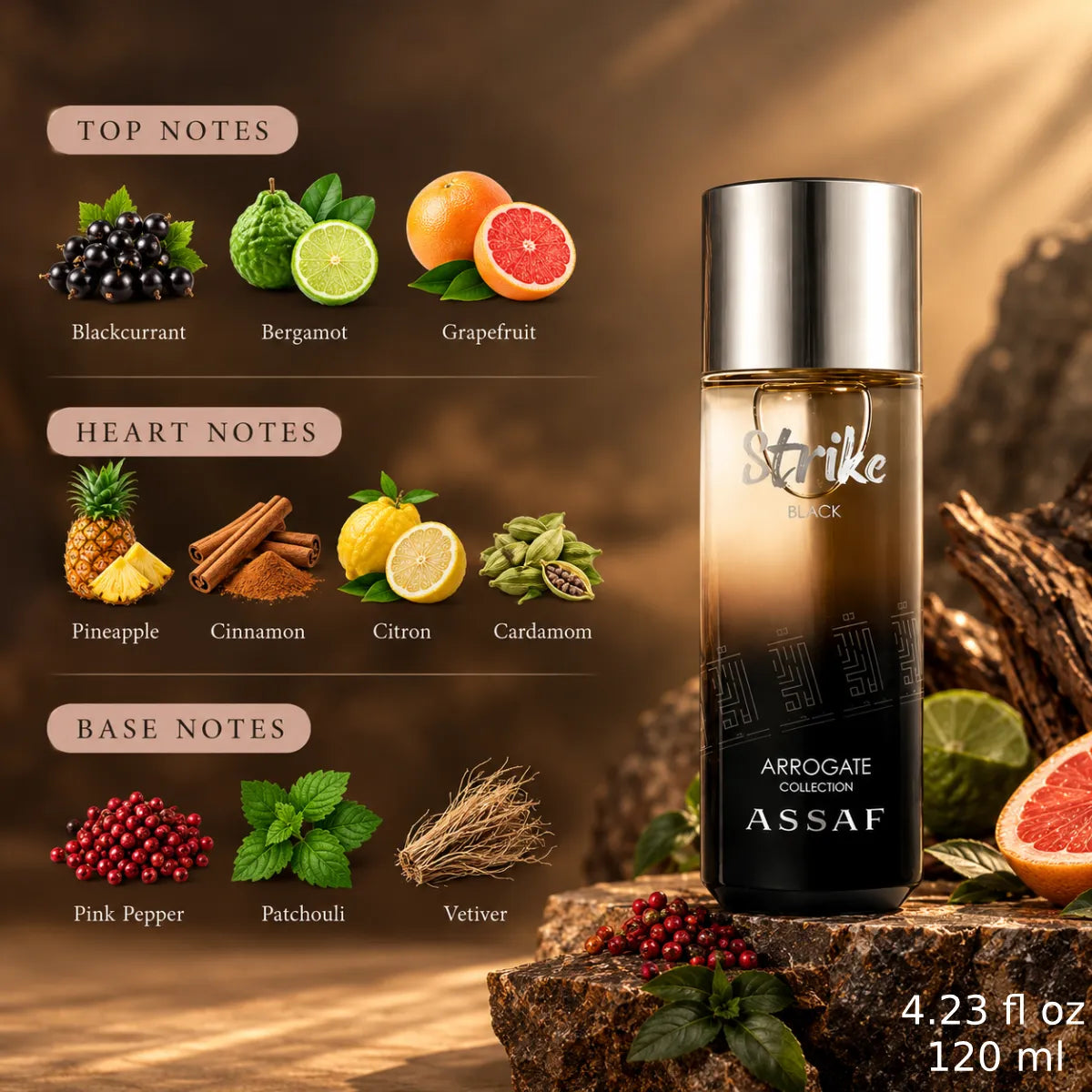 Authentic Assaf Strike Black Eau De Parfum 125ml with fast delivery - Perfumesouq Qatar