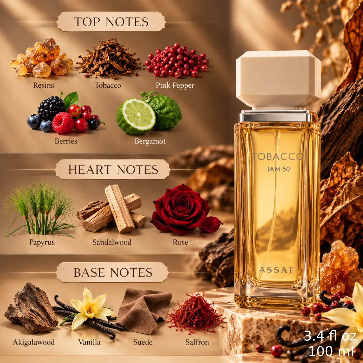 Authentic Assaf Tobacco Jam 50 Eau De Parfum 100ml with fast delivery - Perfumesouq Qatar