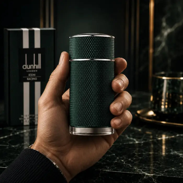 Buy Dunhill Icon Racing Eau de Parfum online with refined woody fragrance packaging from Perfumesouq Qatar
