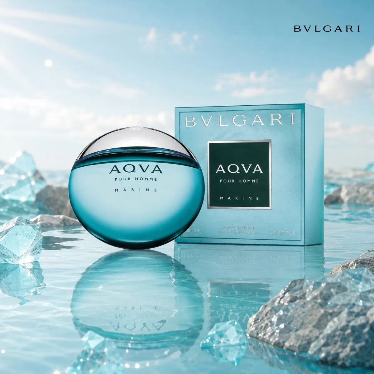 Bvlgari Aqva Marine Pour Homme Eau de Toilette 100ml fresh aquatic men's fragrance with long-lasting performance Perfumesouq Qatar