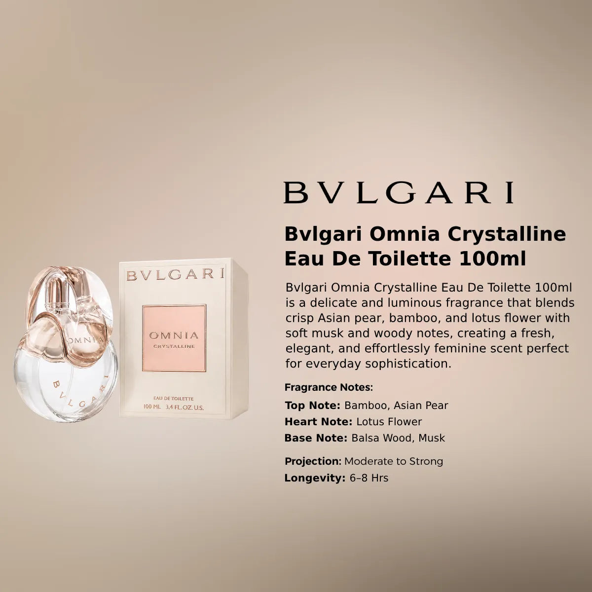 Bvlgari Omnia Crystalline EDT 100ml luxury fragrance at best price in Qatar, original and genuine product - Perfumesouq Qatar