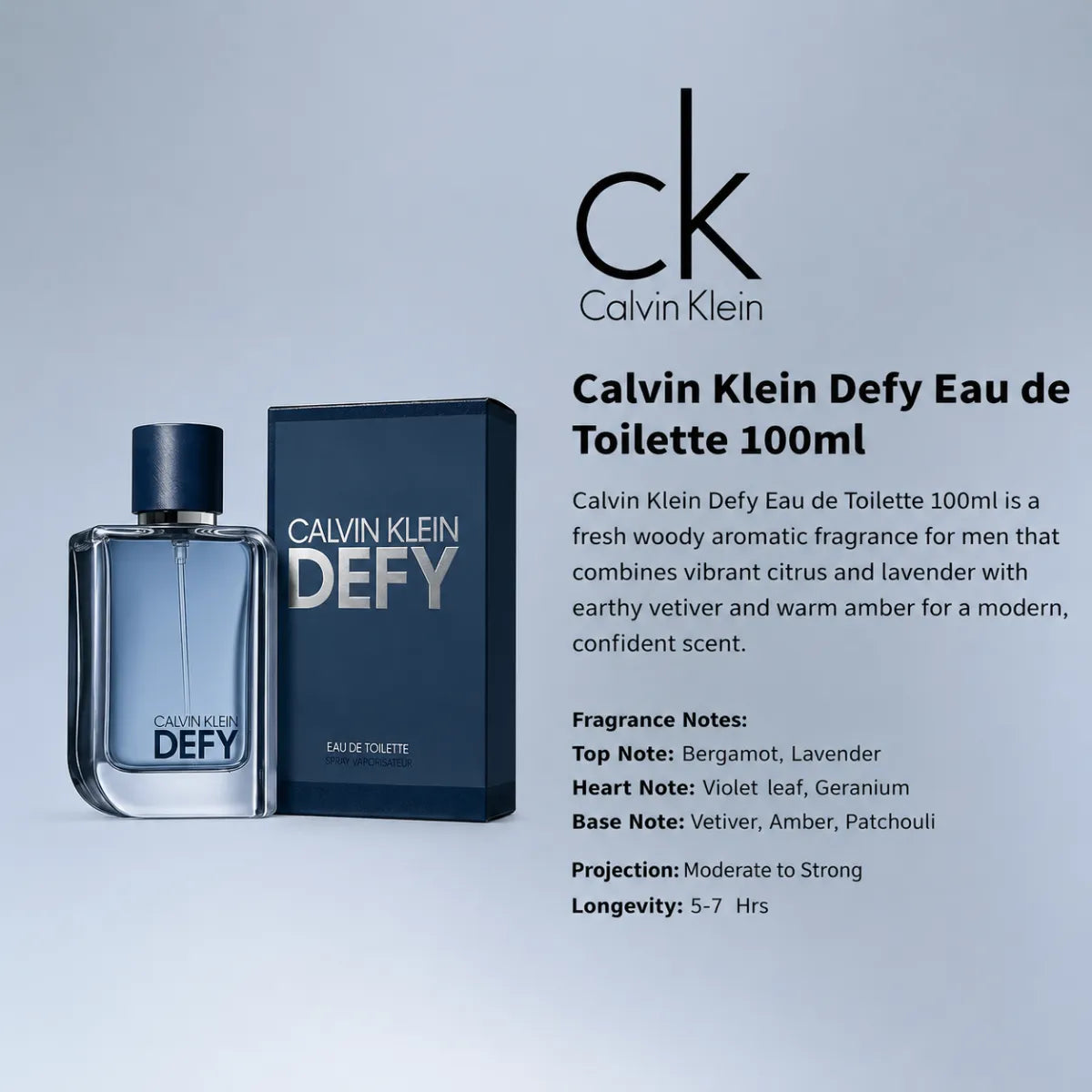 Calvin Klein Defy EDT 100ml for Men at the best price in Qatar, authentic designer fragrance – Perfumesouq Qatar.