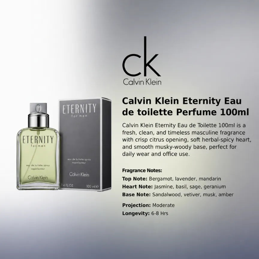 Calvin Klein Eternity EDT 100ml Men luxury fragrance at best price in Qatar, authentic and genuine product - Perfumesouq Qatar