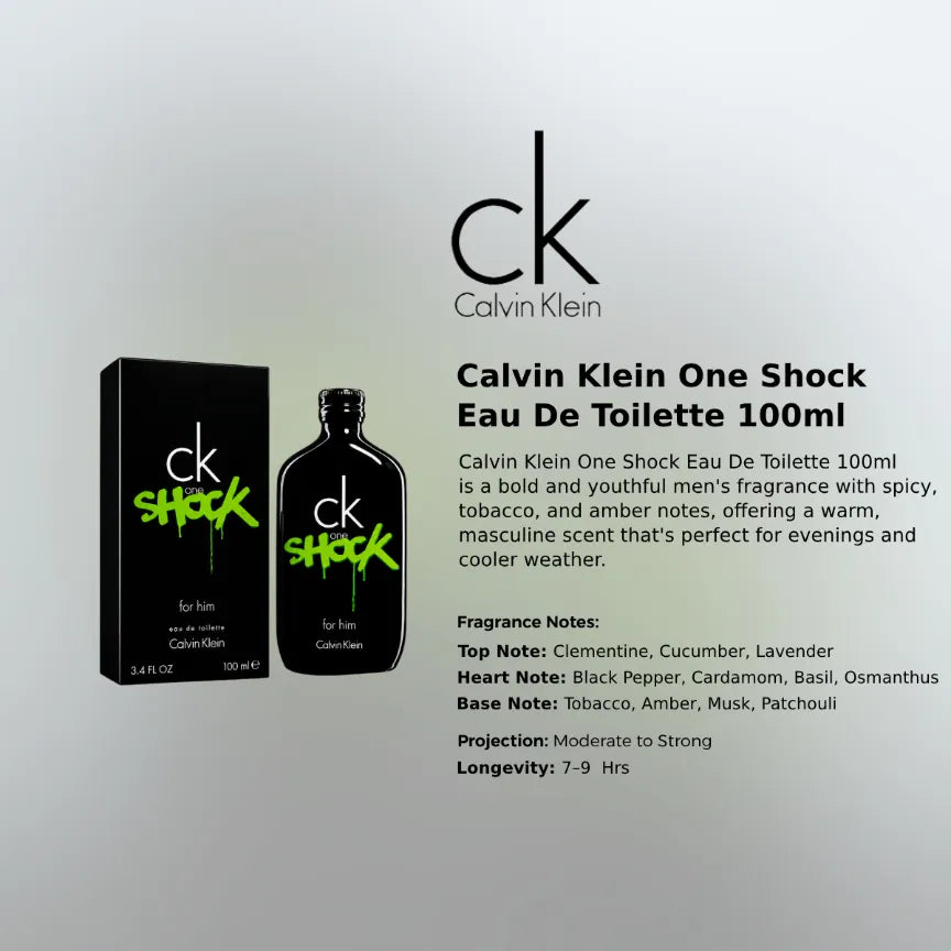 Calvin Klein One Shock EDT 100ml for Men luxury fragrance at the best price in Qatar, original and genuine product - Perfumesouq Qatar