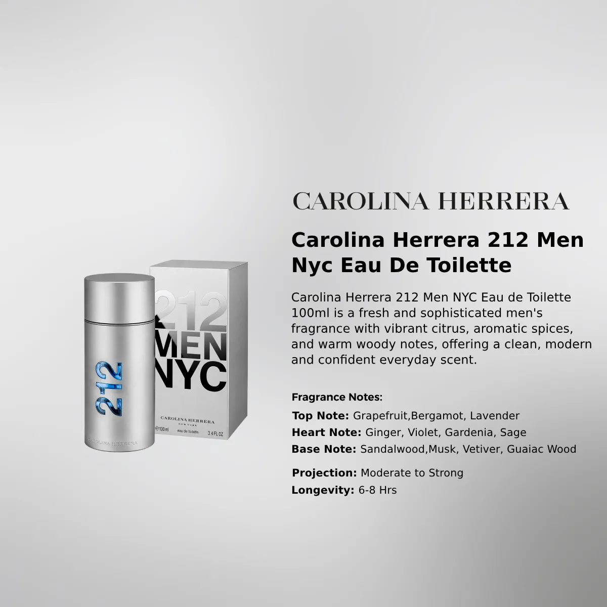 Carolina Herrera 212 Men NYC EDT 100ml luxury fragrance for men at best price in Qatar - Perfumesouq Qatar.