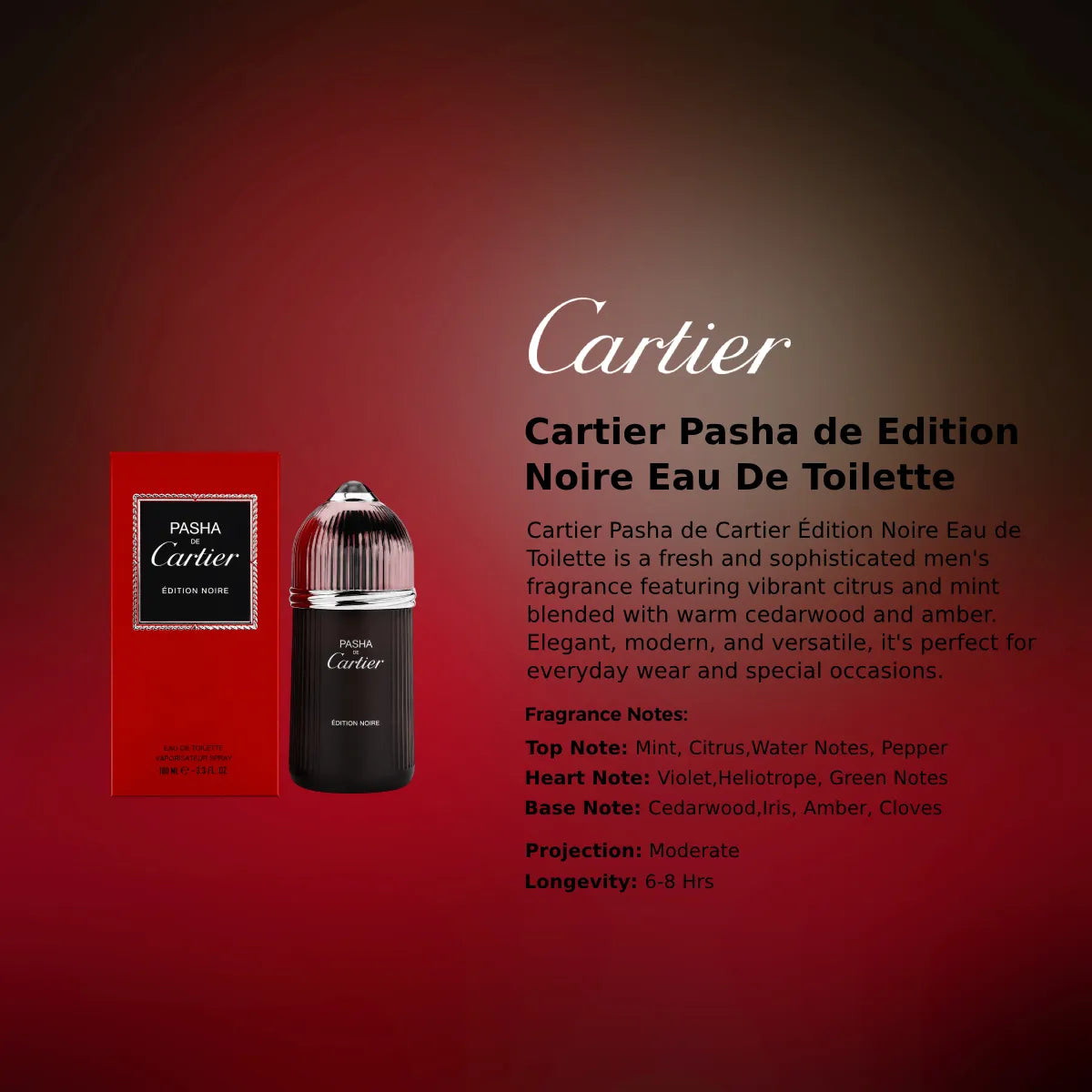 Original Cartier Pasha de Edition Noire EDT 100ml for Men with fast delivery and best price Perfumesouq Qatar