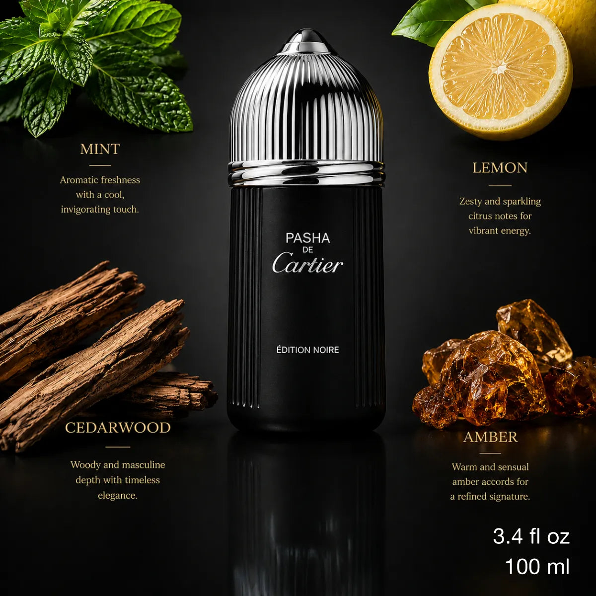 Cartier Pasha de Edition Noire Eau De Toilette 100ml luxury men's fragrance at best price Perfumesouq Qatar