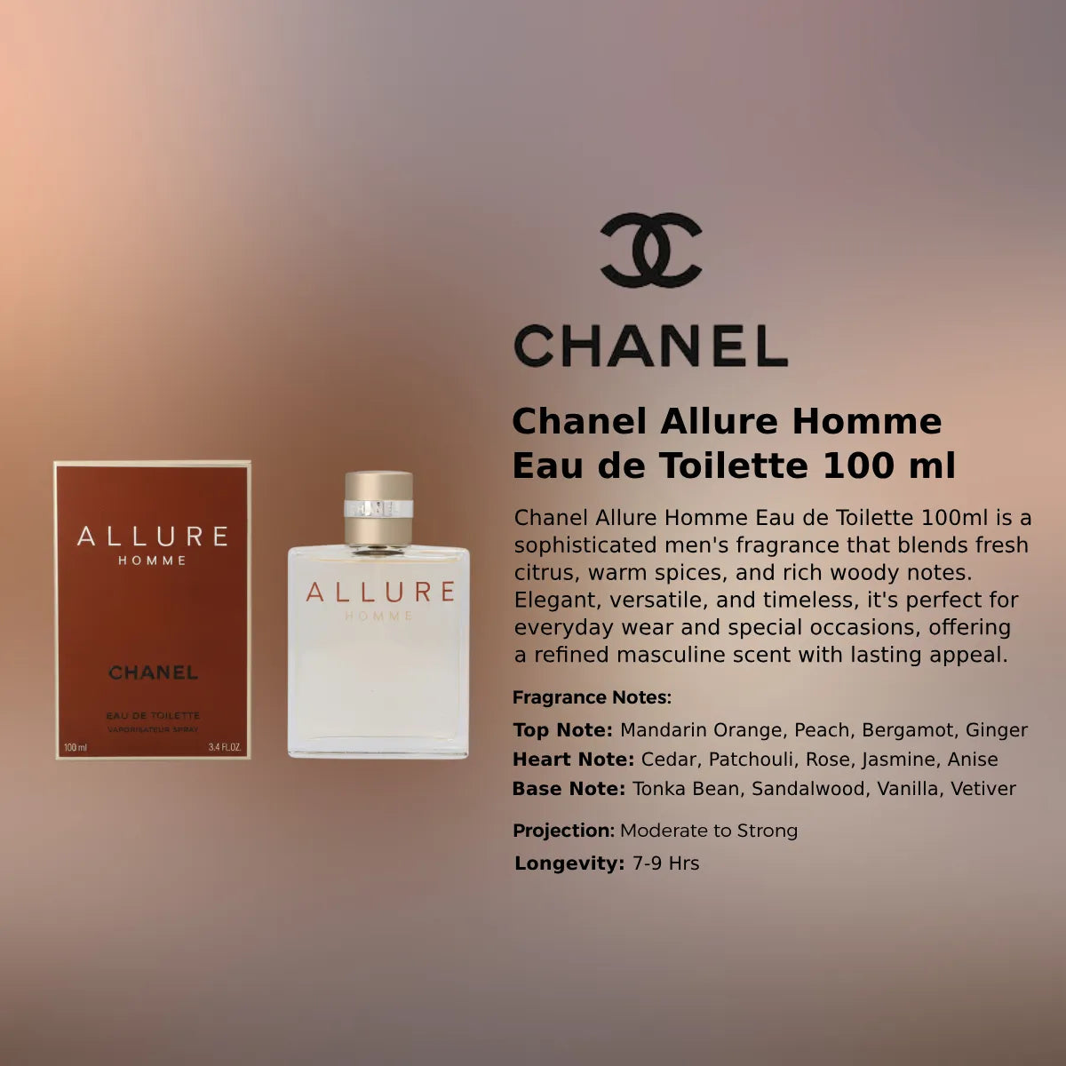 Chanel Allure Homme EDT 100ml premium men's fragrance at best price in Qatar, elegant and sophisticated scent - Perfumesouq Qatar