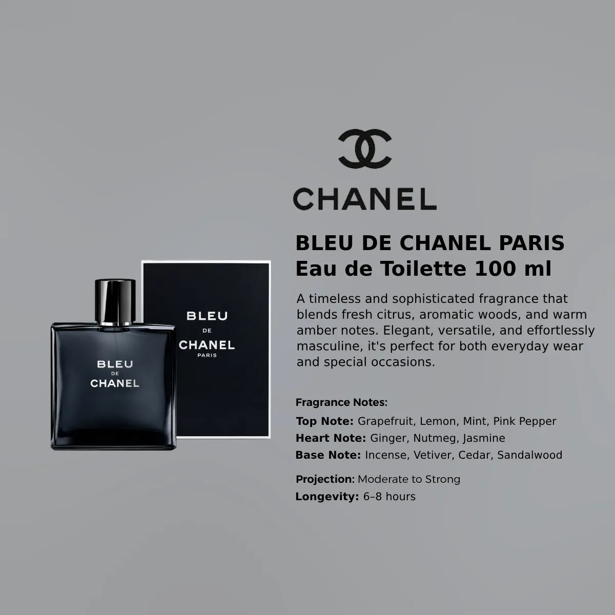 Chanel Bleu De EDT 100ml For Men premium woody aromatic scent with fast delivery and genuine quality - Perfumesouq Qatar