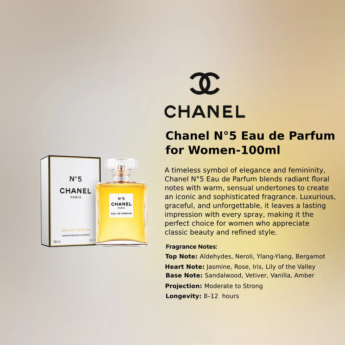 Chanel N°5 EDP 100ml luxury women's fragrance at best price in Qatar, authentic and original product Perfumesouq Qatar