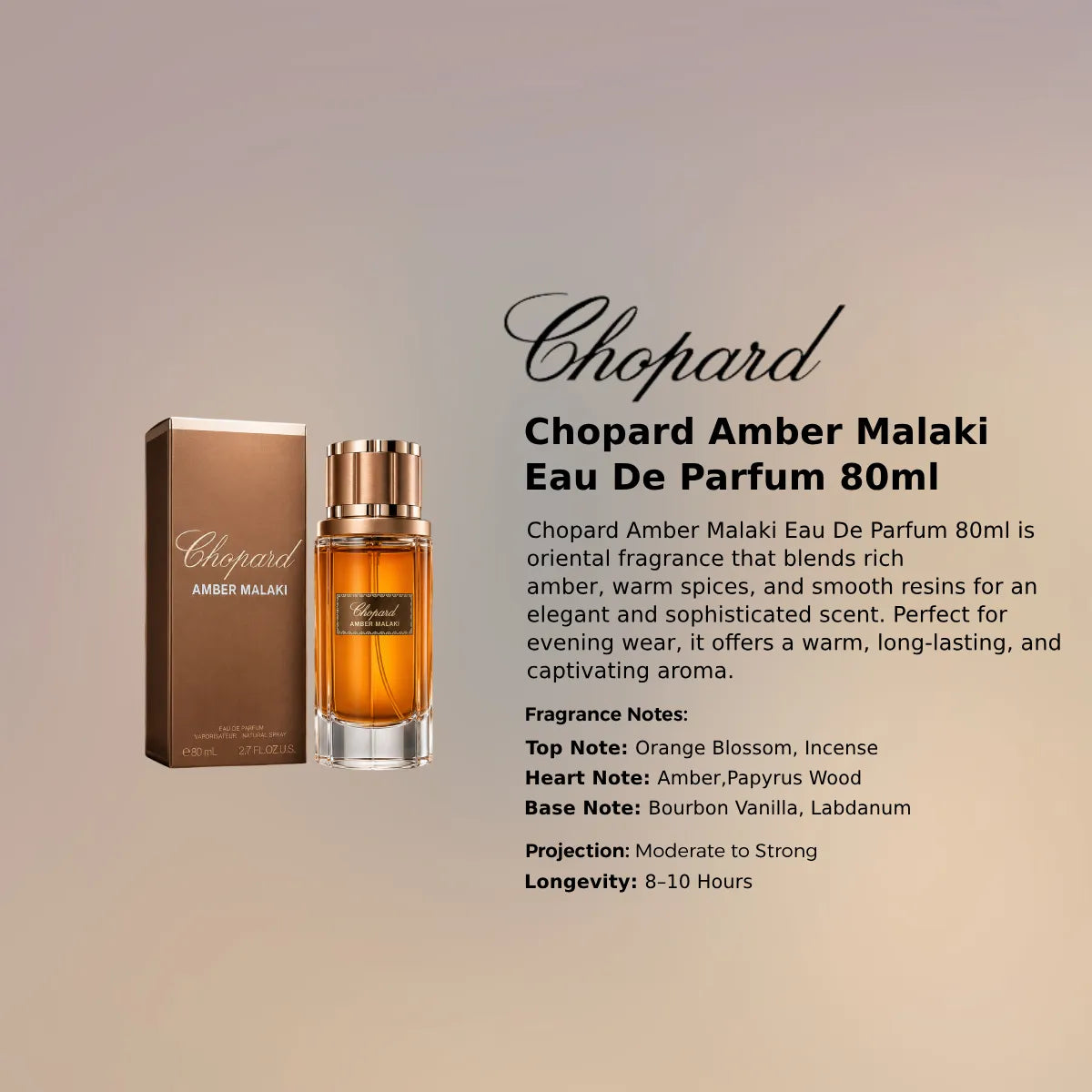 Original Chopard Amber Malaki EDP 80ml available online in Qatar, premium unisex luxury fragrance - PerfumeSouq Qatar