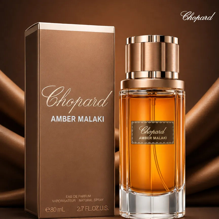 Buy Chopard Amber Malaki Eau De Parfum 80ml online in Qatar for best price, luxury unisex amber scent - PerfumeSouq Qatar