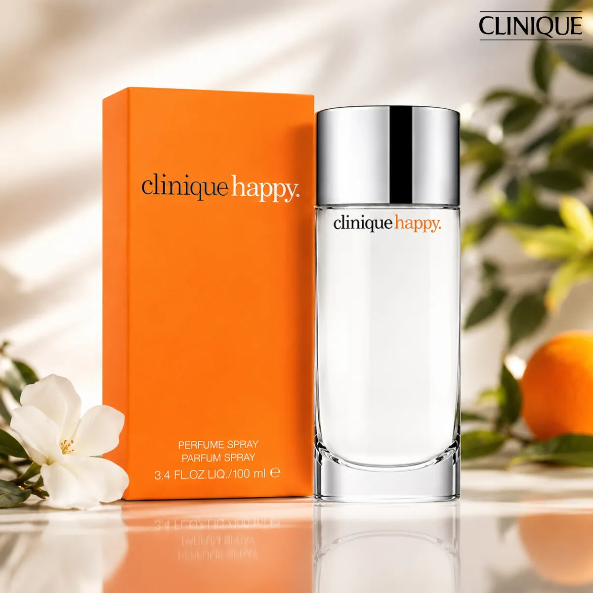 Buy Clinique Happy Eau De Parfum 100ml online in Qatar for best price, luxury fresh citrus fragrance - perfumesouq Qatar
