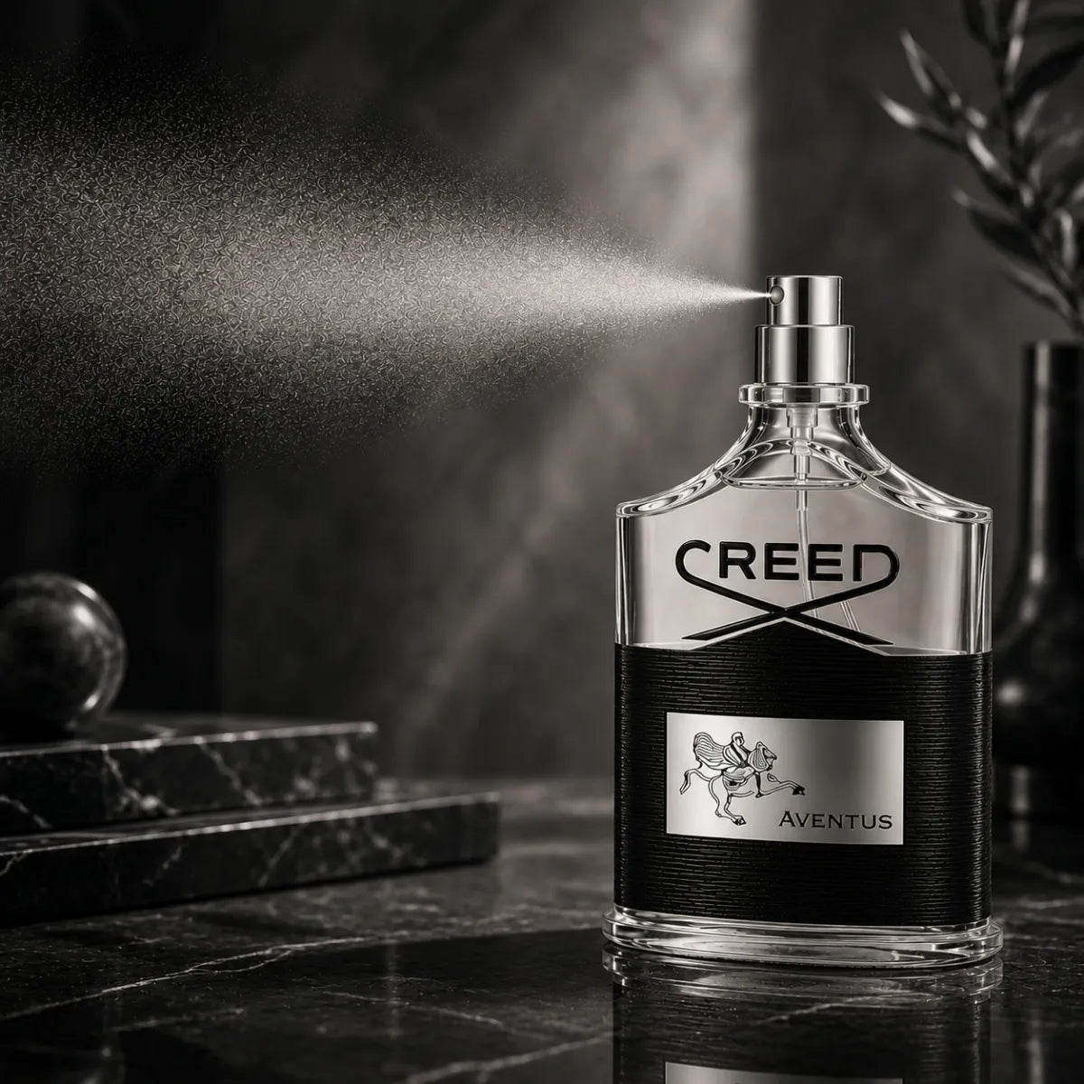 Creed Aventus EDP 100 ml mist spray detail, elegant fragrance atomizer with refined masculine character Perfumesouq Qatar