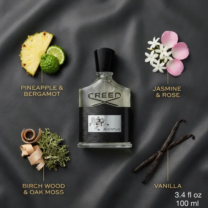Creed Aventus Eau de Parfum 100ML showcasing an elegant woody fragrance with fresh top notes, available at best price online from Perfumesouq Qatar.