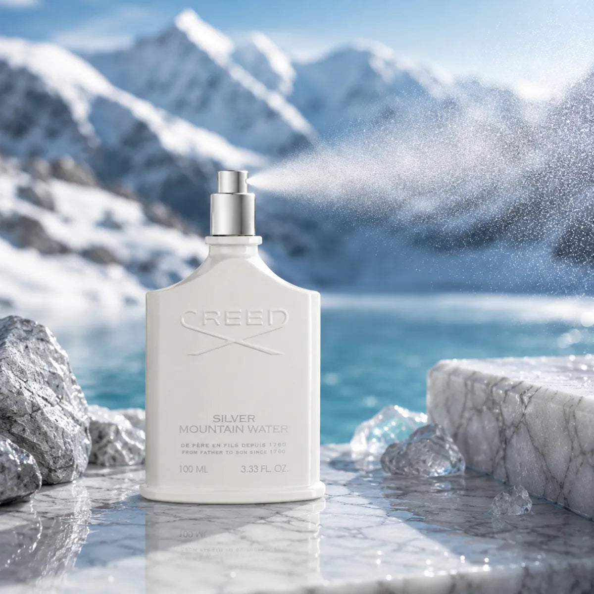 Creed Silver Mountain Water Eau de Parfum 100ml perfume bottle with fragrance spray | Perfume Souq Qatar