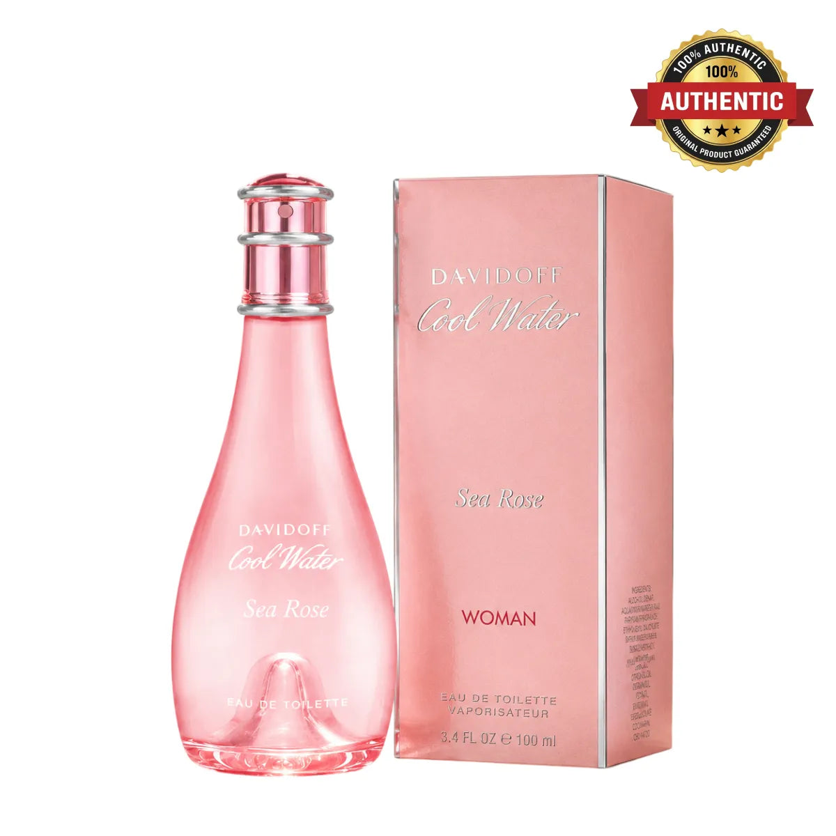 Davidoff Cool Water Sea Rose Eau de Toilette 100ml bottle with original retail box displayed on a clean white background | Perfumesouq qatar
