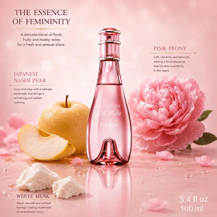 Davidoff Cool Water Sea Rose luxury fragrance with fresh fruity floral scent  from Perfumesouq Qatar