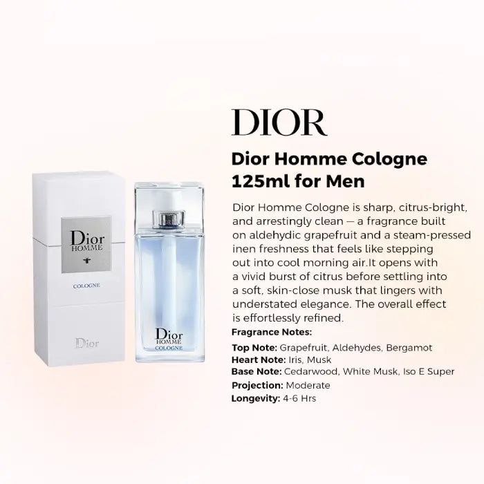 Dior Homme Cologne bottle showcasing refined Eau de Cologne styling from Perfumesouq Qatar