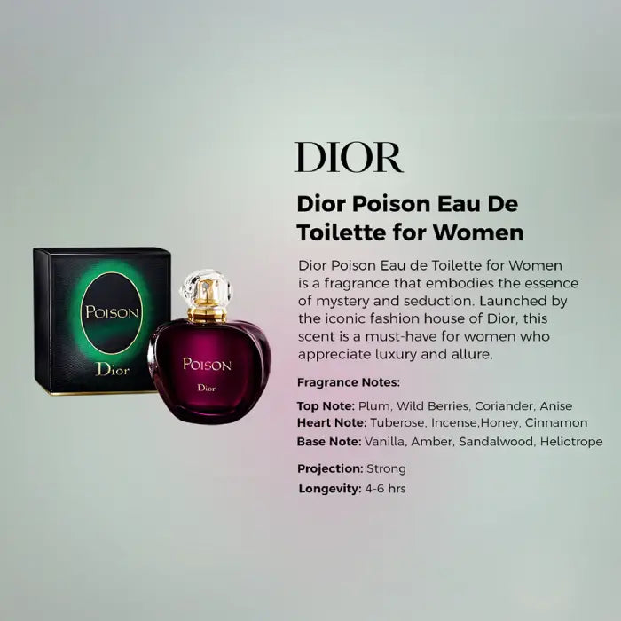 Dior Poison EDT bottle showcasing timeless luxury fragrance styling  from Perfumesouq Qatar