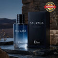 Dior Sauvage Eau de Toilette 100ML with bold masculine bottle and fresh woody fragrance from Perfumesouq Qatar