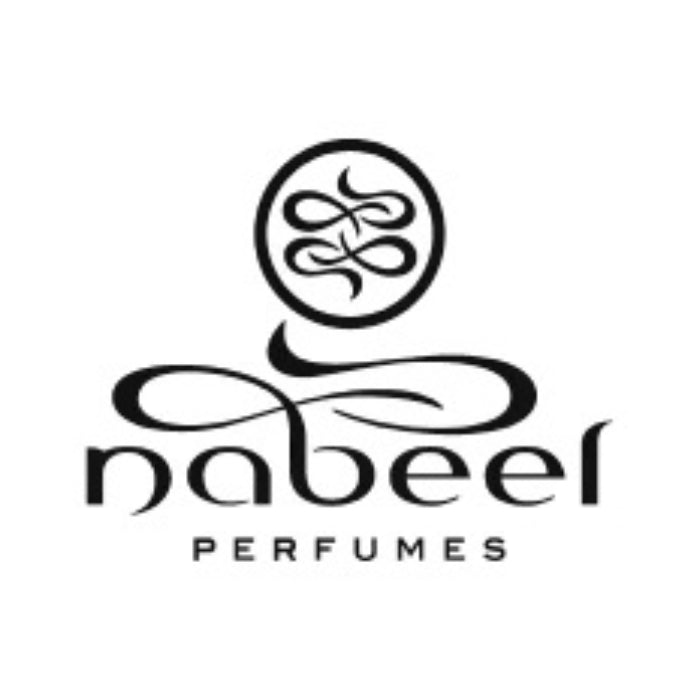 Nabeel Perfumes brand logo featuring elegant black lettering and a decorative circular emblem on a white background, perfumes qatar at Perfumesouq Qatar