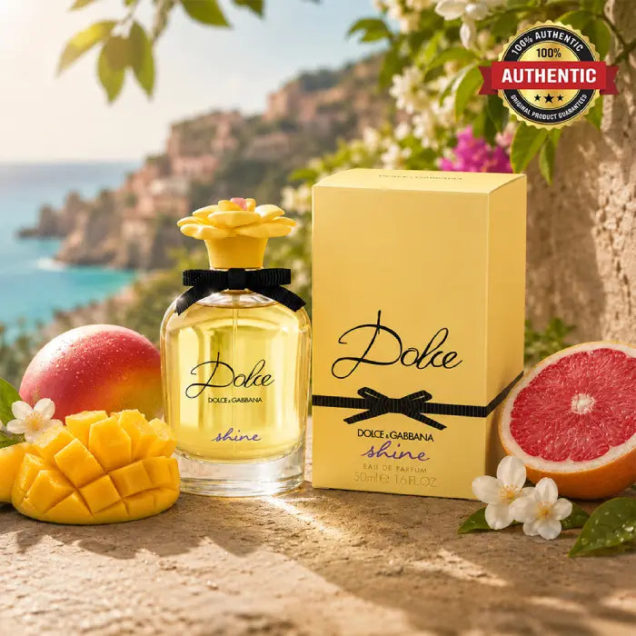 Dolce & Gabbana Dolce Shine Eau de Parfum 75ML with elegant floral bottle and luxury feminine packaging in Perfumesouq Qatar
