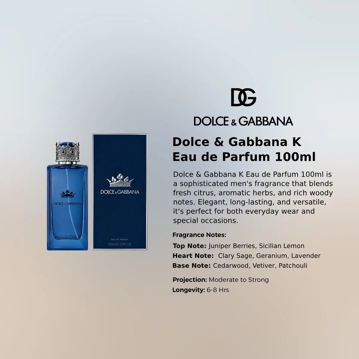 Dolce & Gabbana K Eau de Parfum 100ml luxury men's fragrance for daily wear and special occasions Perfumesouq Qatar